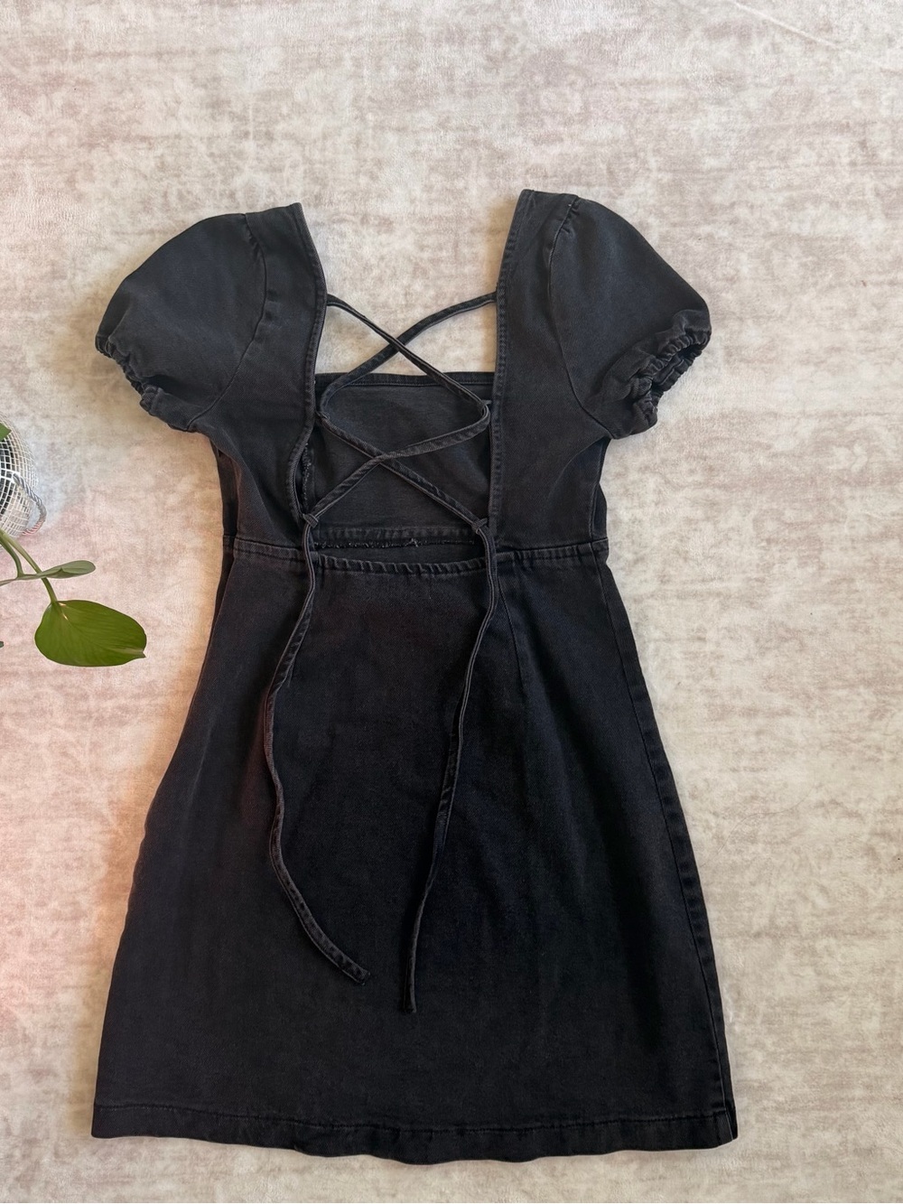 Hollister Black Square Neck Mini Dress with Back Straps - Picture 6 of 11